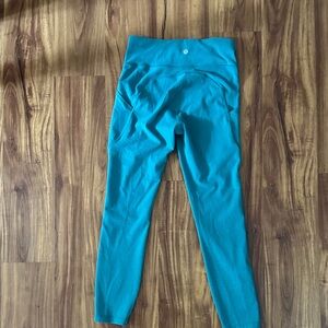 Lululemon Fast and Free teal leggings